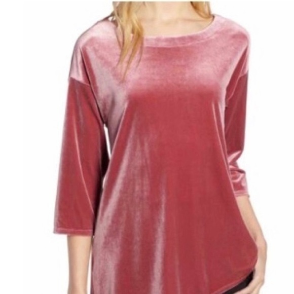 Halogen Asymmetrical Velvet Top In Dusty Mauve XS - Picture 1 of 8